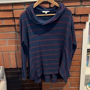 Anthropologie Eri + Ali Stripe Cowl Neck Sweater Navy size L